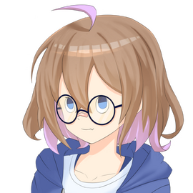 FabledTyromancer's model, a girl with light brown hair with lavender highlights wearing a dark hoodie and a plain white t-shirt